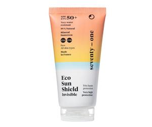 SeventyOne Percent | Eco Sun Shield SPF 50+ | Très Haute Protection Solaire Visage | Sans traces blanches du visage | Vegan | UVA 24 | 100% Filtres minéraux - 100% Naturel | Made in France | 40 ml