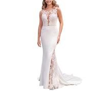 SEVENYXX Robes de Mariée Femmes Princesse Robe de Mariée Manches Longues Fine Robe de Mariée a - Word Robe de Mariée, Blanc, 38