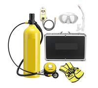 SEVEQIS Bouteille de plongée, 2L Plongée Respirateur Équipement De Plongée Bouteille en Aluminium Bouteille De Gaz Adulte Natation Plongée en Apnée Tuba Manomètre Résiduel(Giallo,D)