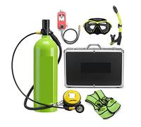 SEVEQIS Bouteille de plongée, 2L Plongée Respirateur Équipement De Plongée Bouteille en Aluminium Bouteille De Gaz Adulte Natation Plongée en Apnée Tuba Manomètre Résiduel(Groen,D)