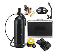 SEVEQIS Bouteille de plongée, 2L Plongée Respirateur Équipement De Plongée Bouteille en Aluminium Bouteille De Gaz Adulte Natation Plongée en Apnée Tuba Manomètre Résiduel(Zwart,E)