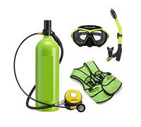 SEVEQIS Bouteille de plongée, 2L Plongée Respirateur Équipement De Plongée Bouteille en Aluminium Bouteille De Gaz Adulte Natation Plongée en Apnée Tuba Manomètre Résiduel(Groen,C)