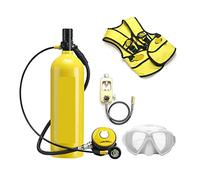 SEVEQIS Bouteille de plongée, 2L Plongée Respirateur Équipement De Plongée Bouteille en Aluminium Bouteille De Gaz Adulte Natation Plongée en Apnée Tuba Manomètre Résiduel(Giallo,B)