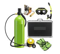 SEVEQIS Bouteille de plongée, 2L Plongée Respirateur Équipement De Plongée Bouteille en Aluminium Bouteille De Gaz Adulte Natation Plongée en Apnée Tuba Manomètre Résiduel(Groen,E)