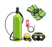 SEVEQIS Bouteille de plongée, 2L Plongée Respirateur Équipement De Plongée Bouteille en Aluminium Bouteille De Gaz Adulte Natation Plongée en Apnée Tuba Manomètre Résiduel(Groen,B)