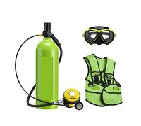 SEVEQIS Bouteille de plongée, 2L Plongée Respirateur Équipement De Plongée Bouteille en Aluminium Bouteille De Gaz Adulte Natation Plongée en Apnée Tuba Manomètre Résiduel(Groen,A)