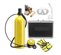 SEVEQIS Bouteille de plongée, 2L Plongée Respirateur Équipement De Plongée Bouteille en Aluminium Bouteille De Gaz Adulte Natation Plongée en Apnée Tuba Manomètre Résiduel(Giallo,E)