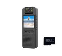 SEVEQIS Caméra corporelle, 1080P HD Vision Nocturne Infrarouge CS06 Mini caméra avec écran LED Petit caméscope de vélo(Camera 64G Card)
