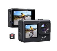 SEVEQIS Caméra d'action, Caméra d'action 60fps 4K 16MP 2.0 Pouces LCD EIS 4X Zoom Prise de Vue vidéo 30m étanche Go Casque Sport Pro Cam(with 64G SD Card)