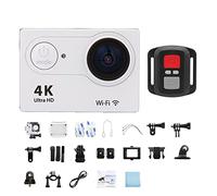 SEVEQIS Caméra d'action, Mini caméra d'action écran 2.0 Pouces 30FPS/170D de Casque étanche télécontrôle sous-Marine Ultra HD 4K(No Card,Silvery-Telecontrol)