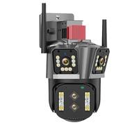 SEVEQIS Caméra de sécurité, 8K 16MP Quatre objectifs PTZ caméra 10X Zoom AI Suivi Automatique Audio extérieur 8MP sécurité CCTV Surveillance IP(8K NO SD Card)