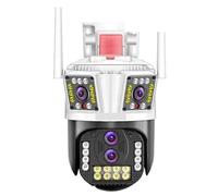 SEVEQIS Caméra de sécurité, 8K 16MP Quatre objectifs PTZ caméra Trois écrans AI Suivi Humain extérieur sécurité CCTV Surveillance IP(8K Add 64G Card)