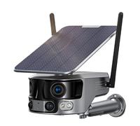 SEVEQIS Caméra de sécurité, Caméra Solaire sans Fil 4K 4G, 8MP, Double Objectif, Zoom avec Panneau, Suivi humanoïde, caméra de sécurité PTZ, Prise en Charge Carte SD 128 go(WiFi No Card)