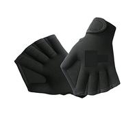 SEVEQIS Gants de Combinaison, 1 Paire de Gants Natation palmés en néoprène réglables Aquatic Fit SwimPaddles Plongée apnée Main Web Gants d'eau Demi-Doigt(Black One Size)