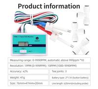 SEVEQIS SM1 Simple/TRM1 Triple TDS mètre 0-9990PPM en Ligne TDS testeur de qualité de l'eau écran LCD testeur de pureté de la qualité de l'eau PH mètre(Triple TDS Meter)