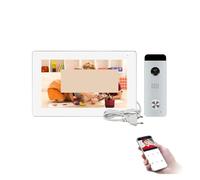 SEVEQIS Sonnette vidéo, Système d'interphone vidéo Intelligent Tuya Alimentation intégrée écran Tactile Complet visiophone caméra Super Grand Angle(J-B6-P207W-M721WA-B)