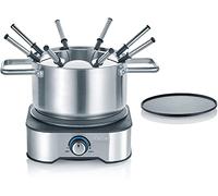 SEVERIN Appareil Fondue/Crêpes Combiné, Câble d'alimentation, env. 1500 W, Collerette Anti-Projections et 8 Fourchettes à Fondue Incluses, FO 2409