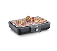 SEVERIN Barbecue Électrique 2 300 W avec Grille Inox, Barbecue de Table avec Surface de Cuisson de 37 x 29 cm, Gril de Table avec Bac à Eau pour Utilisation en Intérieur et Extérieur
