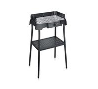 Severin Barbecue électrique avec pied, température réglable 35 à 200 °C, chauffage rapide, 38 x 22 cm, barbecue de table avec bac de récupération, grille de cuisson en acier inoxydable, barbecue de