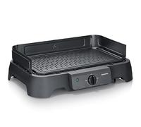 Severin Barbecue électrique de table PG8595 – Grille fonte alu, Pare-vent & bac à eau, 2000 W