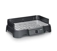 Severin Barbecue électrique de table PG 8593 – 2000 W – Grille inox, pare-vent amovible – Noir