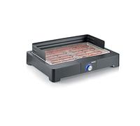 SEVERIN Barbecue électrique 2 200 W avec grille en inox, Barbecue de table avec pare-vent amovible, eBBQ avec bac à eau pour utilisation en intérieur et extérieur, Noir, PG 8565