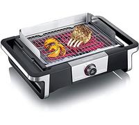 SEVERIN Barbecue électrique SENOA DigitalBOOST, Gril électrique 3 000 W, Barbecue électrique de table avec démarrage rapide jusqu’à 500°C, Affichage OLED, Sonde thermique, Inox/Noir, PG 8114