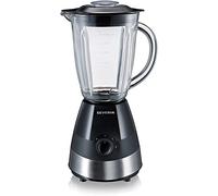 SEVERIN Blender avec Récipient en Verre, 1,5 L, env. 550 W, SM 3718, Inox/Noir
