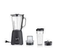SEVERIN - Blender Mixeur Performance - 600W, Bol verre 1,5L, 2 vitesses + mode Pulse, avec gourde et accessoire broyeur, 4 Lames, Noir, SM3724