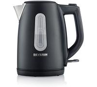 SEVERIN Bouilloire Compacte, 1L, 2 200W, Niveau D'eau Visible, Filtre Anticalcaire Amovible, Socle 360°, Noir Mat/Inox, WK 9553