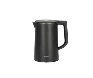 SEVERIN Bouilloire electrique temperature reglable, Poignée à indicateur de chauffe coloré, 2 200 W, Bouilloire inox 1,7L à ouverture XXL, électrique avec Socle 360°, Noir, WK 3484
