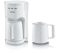 SEVERIN Cafetière Filtre Isotherme, 1 000W, 1L, Jusqu'à 8 tasses, 2 Verseuses Isothermes, Couvercles de Filtration, Blanc, KA 9256