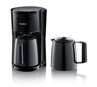 Severin Cafetière Filtre Isotherme, 1 000W, 1L, Jusqu'à 8 tasses, 2 Verseuses Isothermes soit 16 tasses, Couvercles de Filtration, Noir, KA 9307