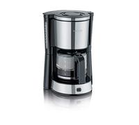 SEVERIN Cafetière goutte à goutte pour 10 tasses, cafetière filtre/cafetière américaine avec carafe en verre, avec plaque chauffante et arrêt automatique, acier inoxydable brossé/noir, KA 4823