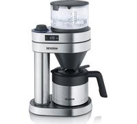 Severin Caprice Machine à café filtre, fait main avec cafetière pour jusqu'à 8 tasses, machine à café avec minuterie, acier inoxydable brossé/noir mat KA 5763