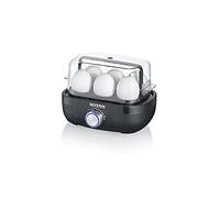 SEVERIN Cuit-œufs 420 W, Appareil de cuisson pour 1 à 6 œufs, Doseur d'Eau Gradué et Perce-Œufs Inclus, Cuiseur à œufs avec réglage électronique du temps de cuisson, noir, EK 3166
