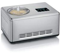 SEVERIN EZ 7405 Sorbetière 2-en-1, Comprend un contenant de glace (2L) et un livre de recettes, Minuterie numérique, Ouverture du couvercle, Argent