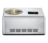 SEVERIN Sorbetière 2-en-1 180 W, Sorbetière électrique et yaourtière avec 2 récipients inclus, Machine à glace avec livre de recettes, inox, EZ 7406, Argent