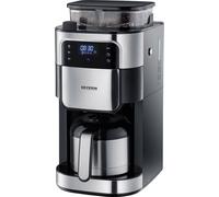 Severin Filterkaffeemaschine mit Mahlwerk und Edelstahl-Thermokanne, Cafetière noir, acier inoxydable (brossé) Nombre de tasse=