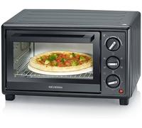SEVERIN Mini-Four à chaleur tournante 20 L avec pierre à pizza et tournebroche, Four posable 1 600 W design simple et élégant, Mini-four électrique minuteur 120 min, Noir, TO 2079