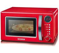 SEVERIN Four Micro-ondes, Gril, 20 L, jusqu’à 1 000W, 5 niveaux de puissance, Affichage numérique, Design rétro, Rouge, MW 7893