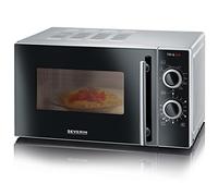 SEVERIN Four Micro-ondes, Gril 900W, 20L, 9 niveaux de puissance, Minuteur 30min, Plateau tournant amovible(Ø24,5cm),Inox, MW 7875