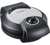 SEVERIN Gaufrier 1 300 W, Appareil à gaufres au revêtement antiadhésif pour gaufres norvégiennes moelleuses et croustillantes, Machine à gaufres cœur au design compact, noir/inox, WA 2103
