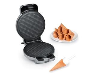 SEVERIN Gaufrier à cornets de glace 850 W, Appareil à gaufres au revêtement antiadhésif, Machine à gaufres pour des cornets légers et croustillants, argent, HA 2082