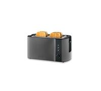 SEVERIN Grille-Pain 2 fentes longues, grille pain compact jusqu'à 4 tranches, Toaster électrique avec réglage du dorage & fonction décongélation avec tiroir ramasse miettes, Noir/Inox foncé, AT 9341