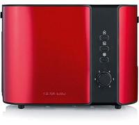 SEVERIN Grille-pain automatique 800 W, Toaster compact 2 fentes jusqu'à 2 tranches, Grille-pain électrique avec réglage du degré de brunissage & fonction décongélation, rouge/noir, AT 2217