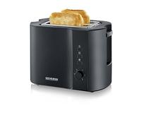 SEVERIN Grille-pain automatique 800 W, Toaster compact 2 fentes jusqu'à 2 tranches, Grille-pain électrique avec réglage du degré de brunissage & fonction décongélation, noir, AT 9552