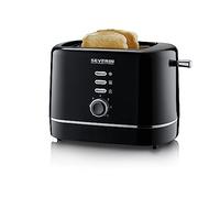 SEVERIN Grille-pain automatique 850 W, Toaster compact 2 fentes jusqu'à 2 tranches, Grille-pain électrique avec réglage du degré de brunissage & fonction décongélation, Noir, AT 4321