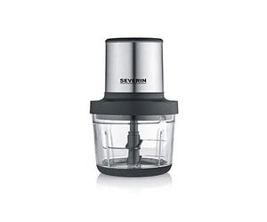 SEVERIN Hachoir électrique 200 W multifonction sans fil d'une capacité d'1 L et d'une autonomie de 2h, Hachoir à viande, oignons, herbes, fromage, etc., Broyeur universel, noir mat/inox, KM 3866