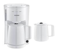 SEVERIN Cafetière Filtre Isotherme, 1 000W, 1L, Jusqu'à 8 tasses, 2 Verseuses Isothermes soit 16 tasses, Couvercles de Filtration, Blanc, KA 9309